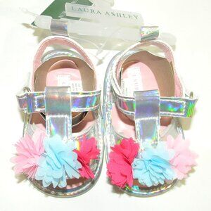 Laura Ashley Infant Sandals Baby Crib Shoes Pink Blue Silver NWT